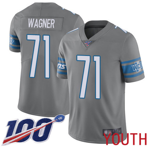 Detroit Lions Limited Steel Youth Ricky Wagner Jersey NFL Football 71 100th Season Rush Vapor Untouchable